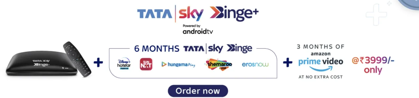 Tata Sky Binge+ Android TV set-top box offer bundling several streaming apps and Amazon Prime Video for one price